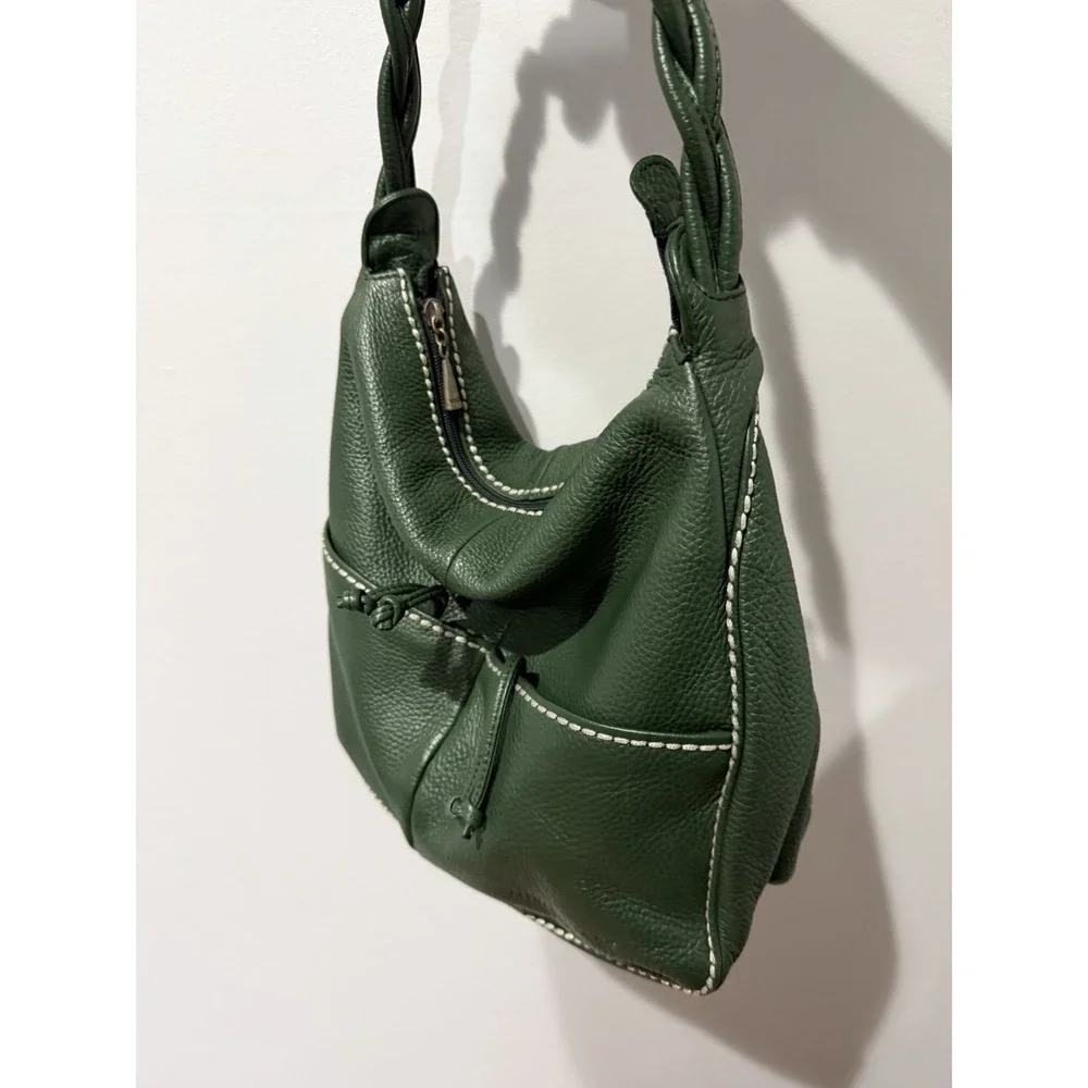 PLINIO‎ VISONA ITALY GREEN SATCHEL GENUINE LEATHER OVERSIZED HANDBAG F
